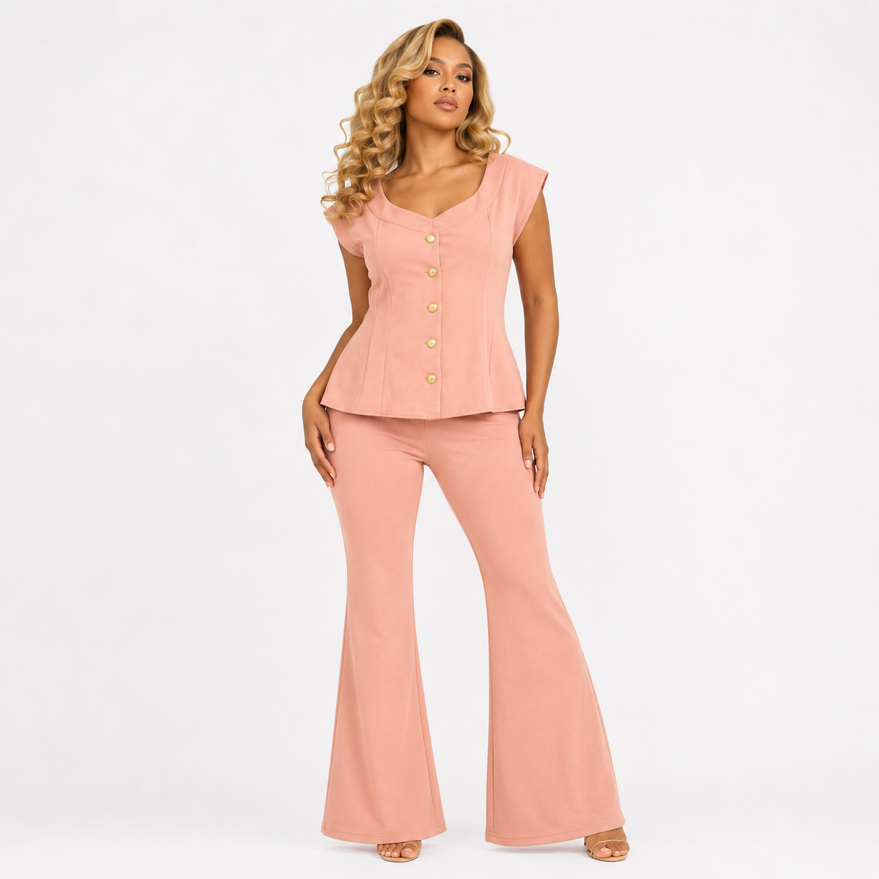BELL BOTTOM CROP TOP CORD SET