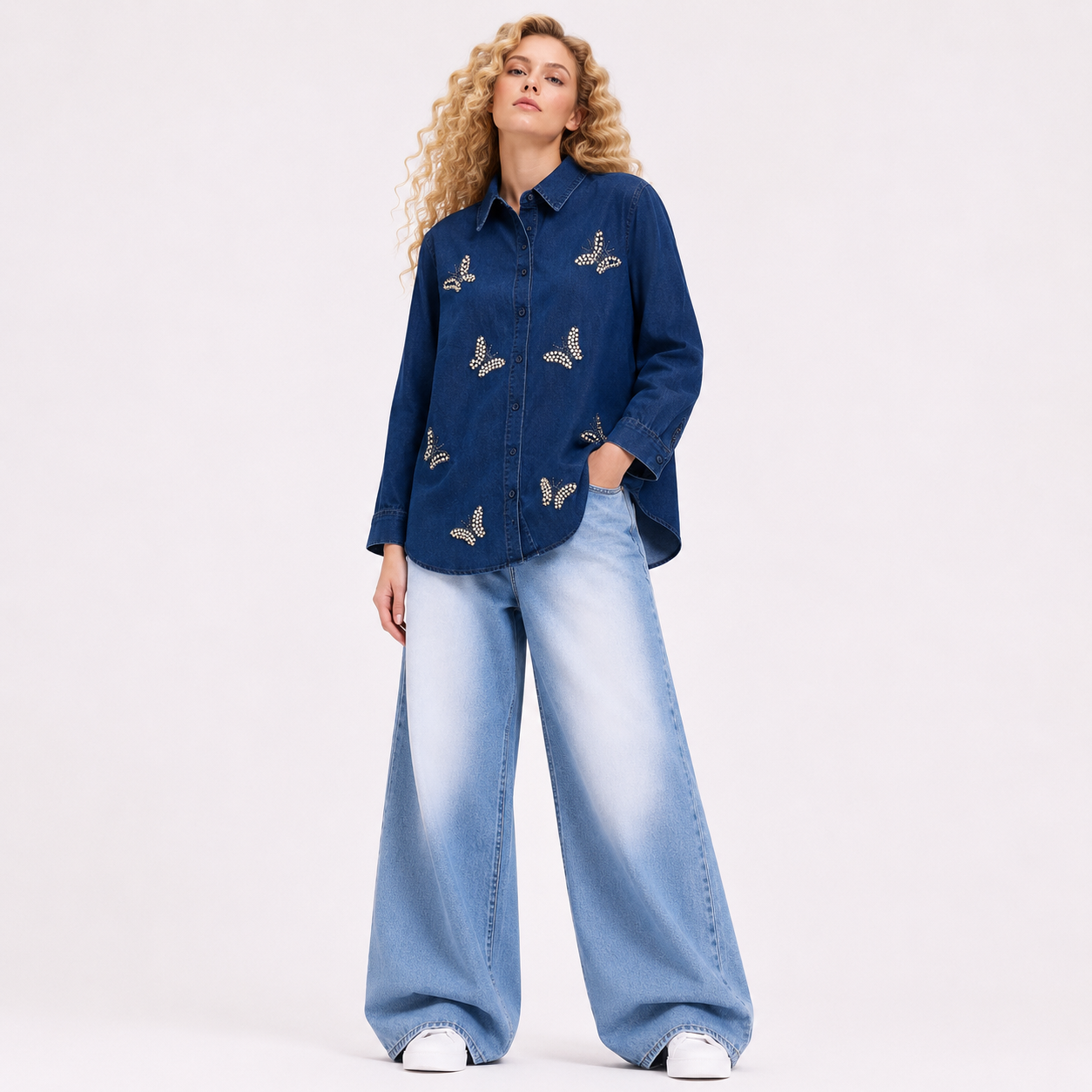 DENIM BUTTERFLY TOP
