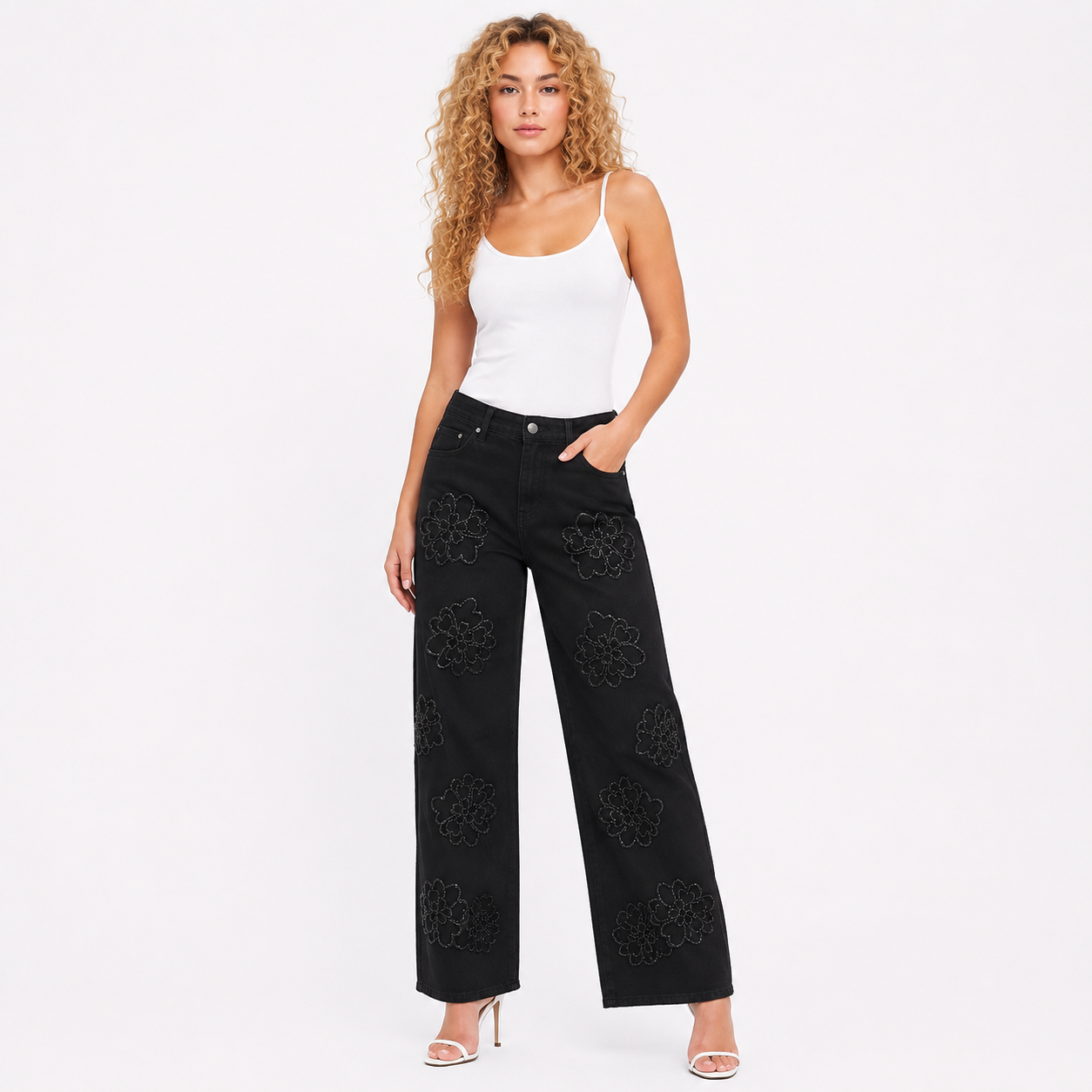 ROSE PETTERN BLACK DENIM