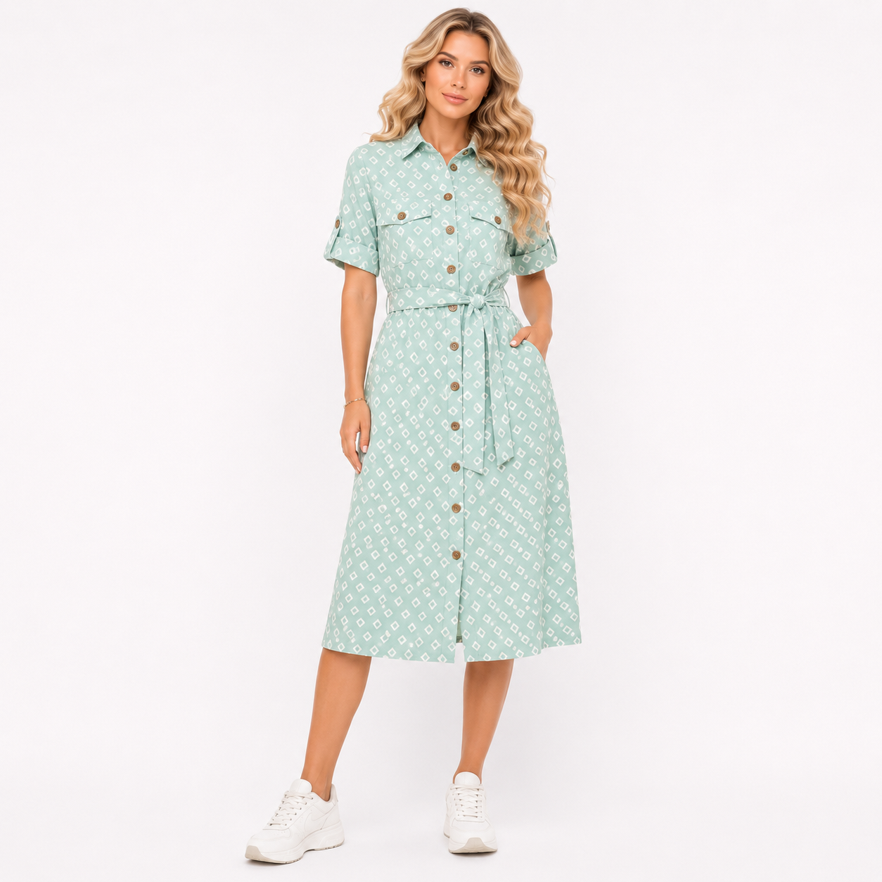 SHIRT STYLE PRINTED DRESS