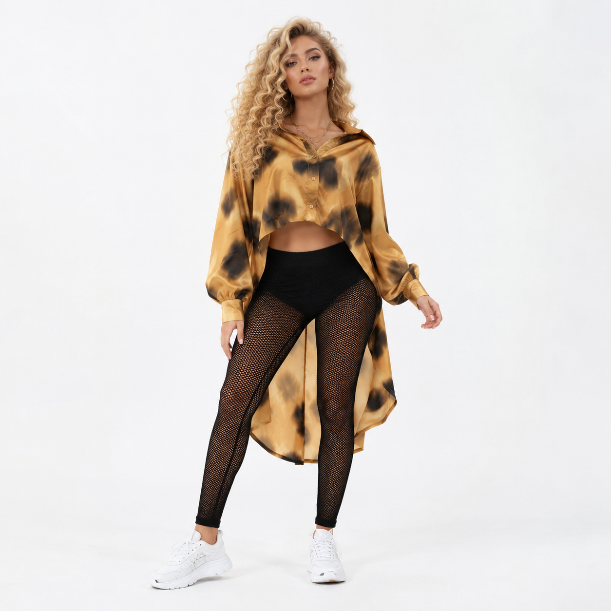 Layered Shirt Dress with Crop Jacket