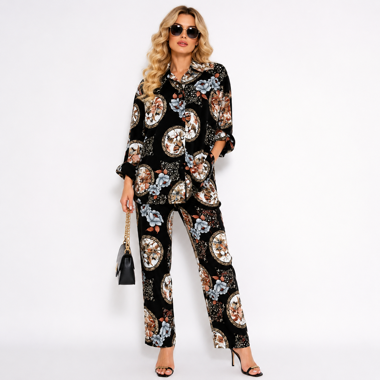KOREAN CRICLE PRINTED  CORD SET