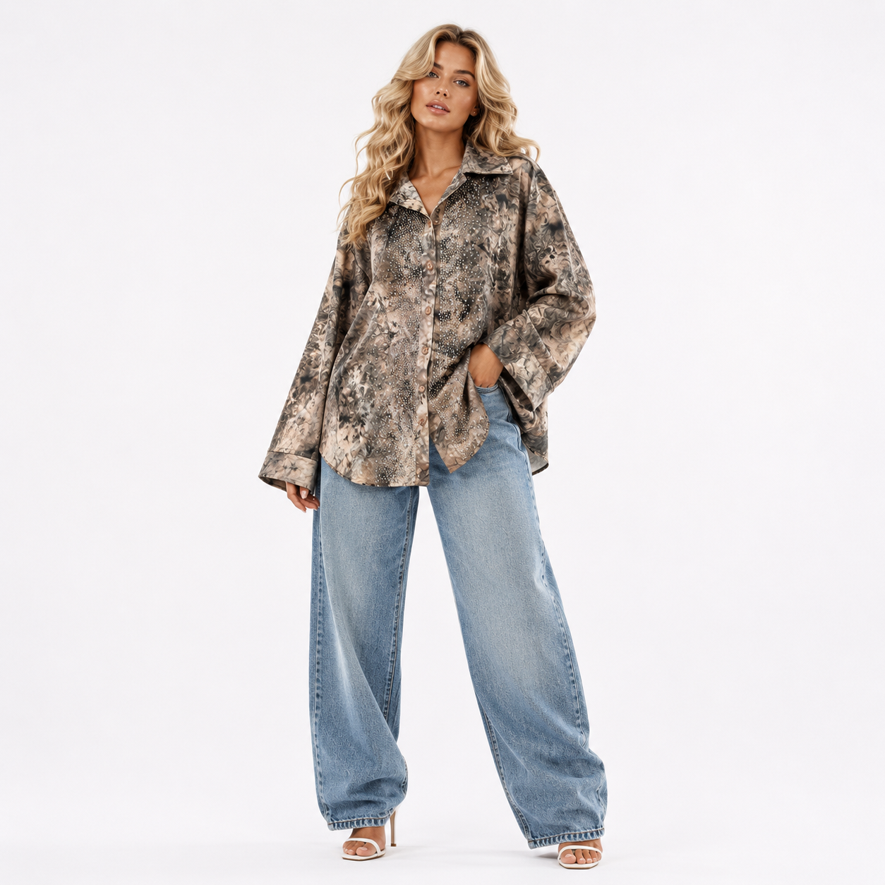 Tie-Dye Print with Rhinestone Embellishment tops