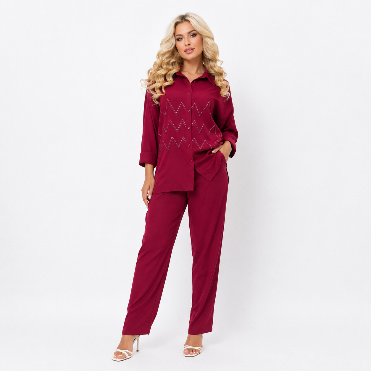Solid with Rhinestone Embellishment CORD SET