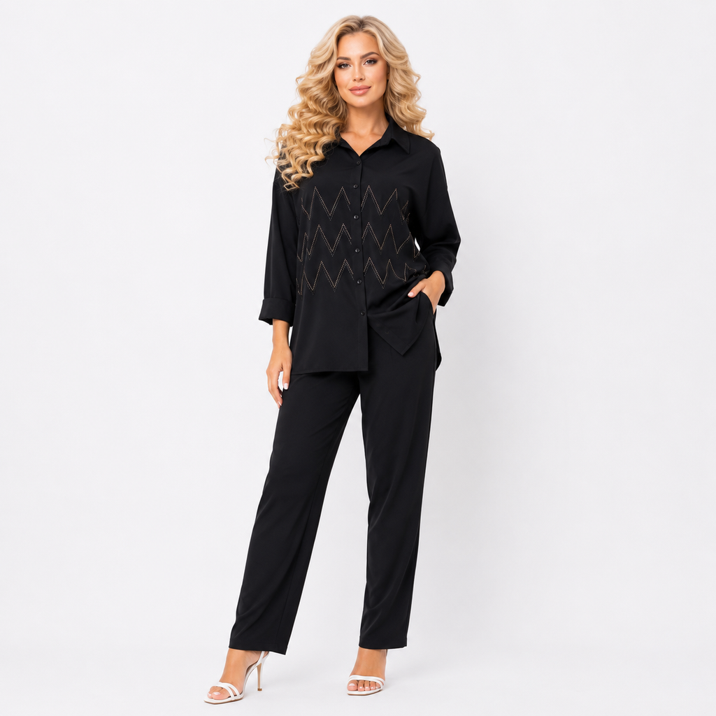 Solid with Rhinestone Embellishment CORD SET