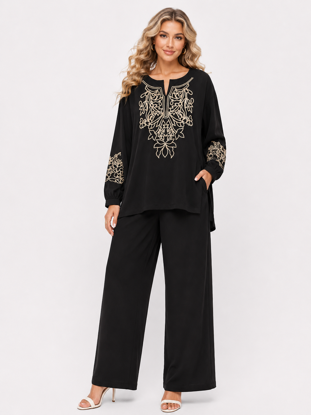 Solid with Embroidery CORD SET