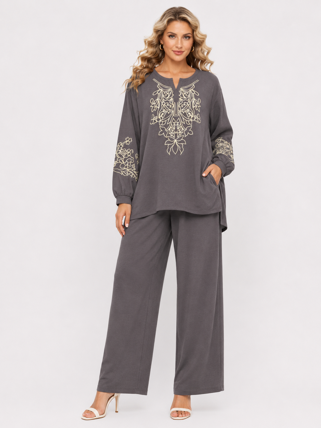Solid with Embroidery CORD SET