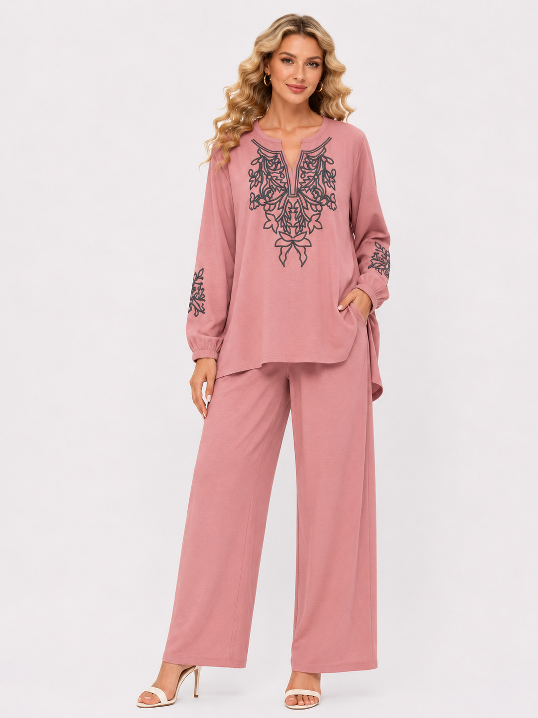 Solid with Embroidery CORD SET