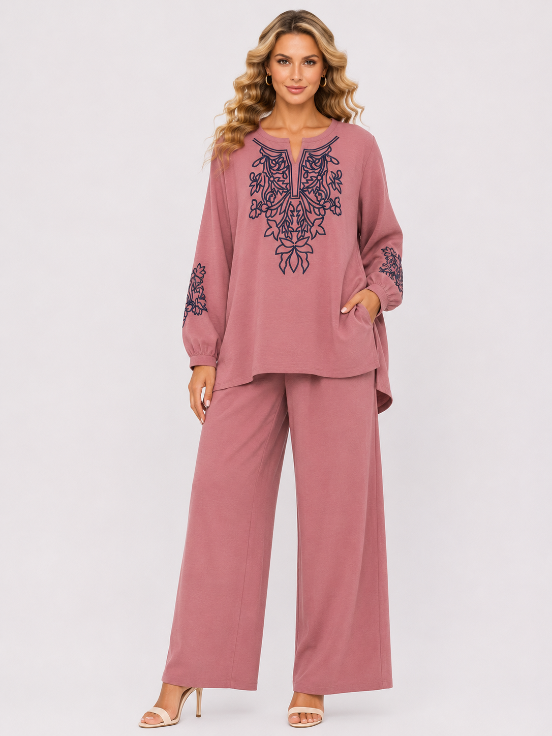Solid with Embroidery CORD SET