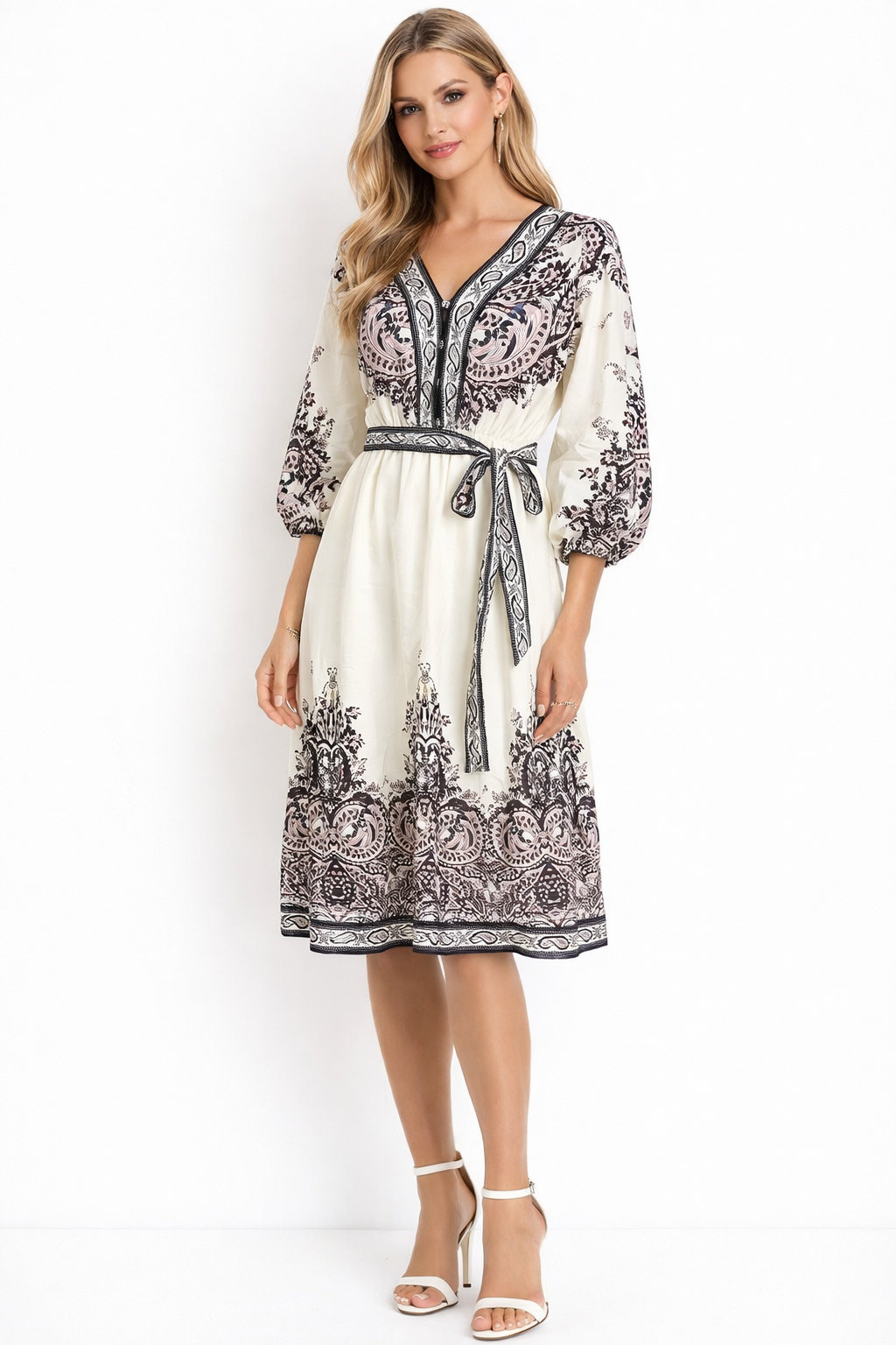 printed knee-length dress