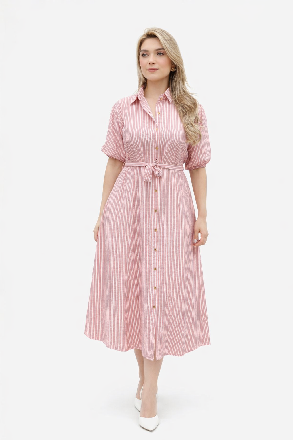 STRIP COTTEN MIX DRESS