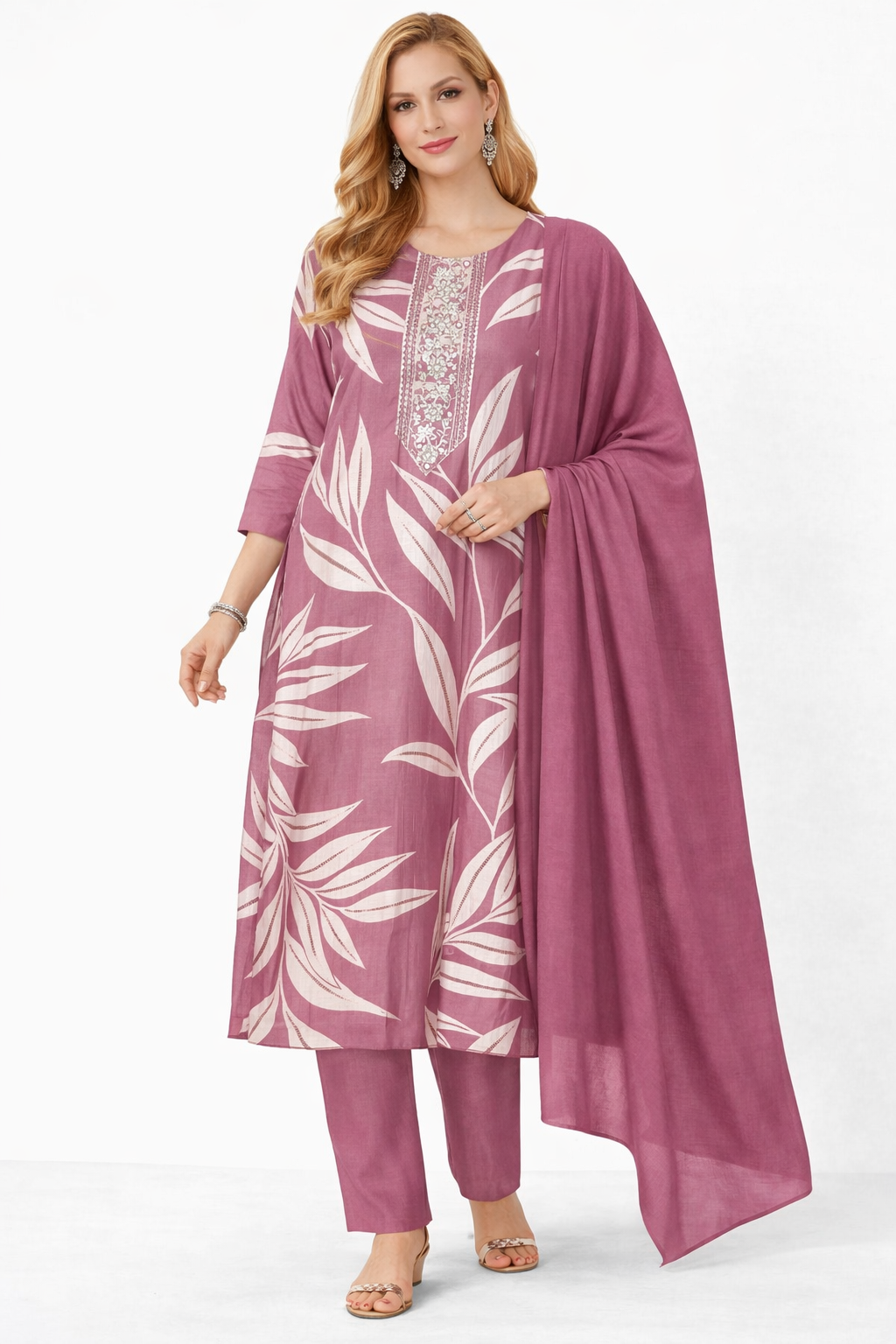 leave pattern summer suit