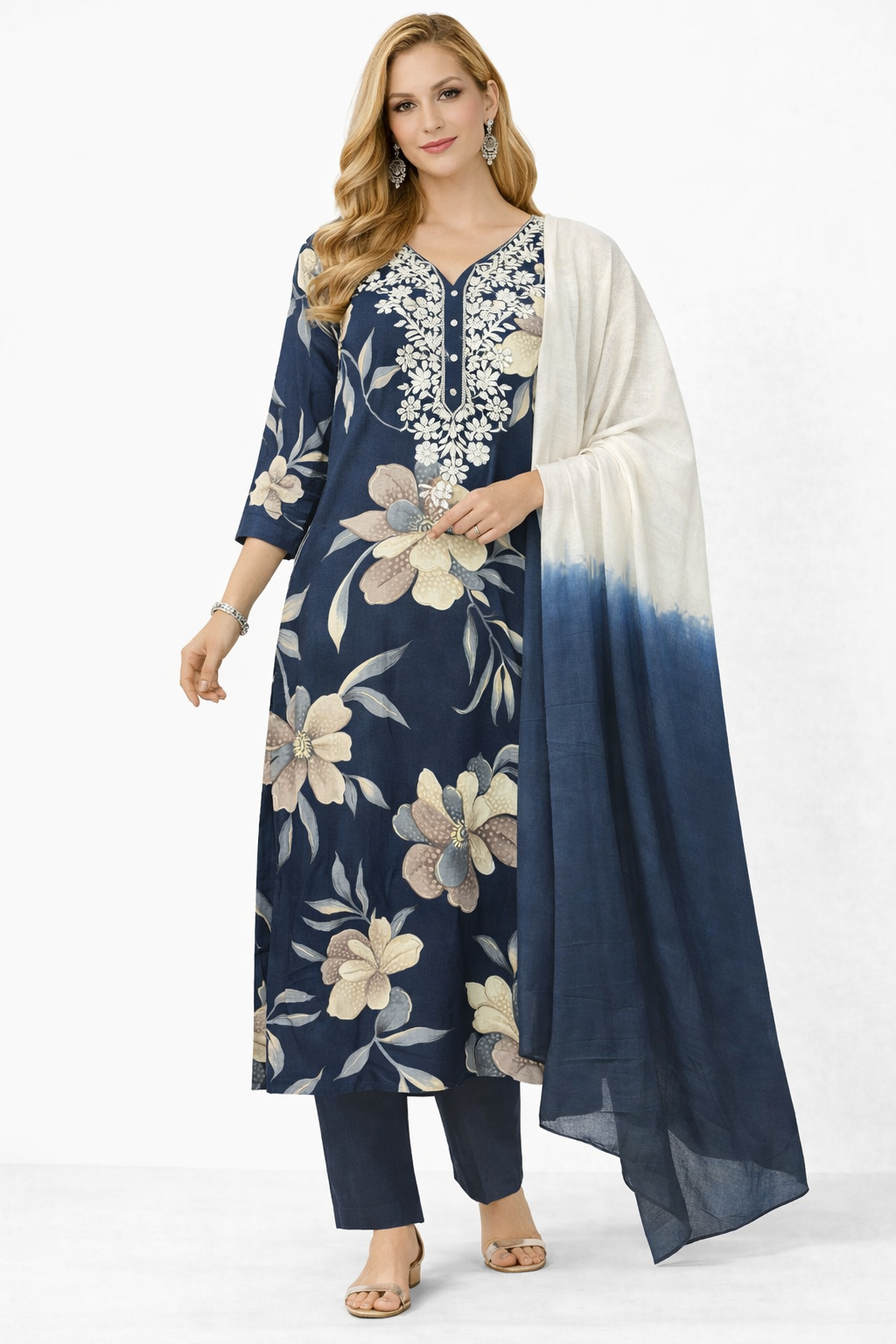 printed 2 shade chunni suit