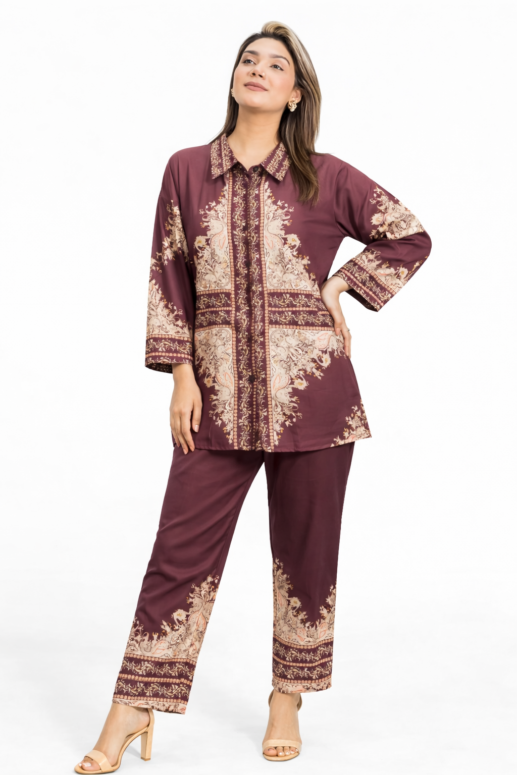 KOREAN  PRINTED CORDSET GOOD TILL TO 2XL