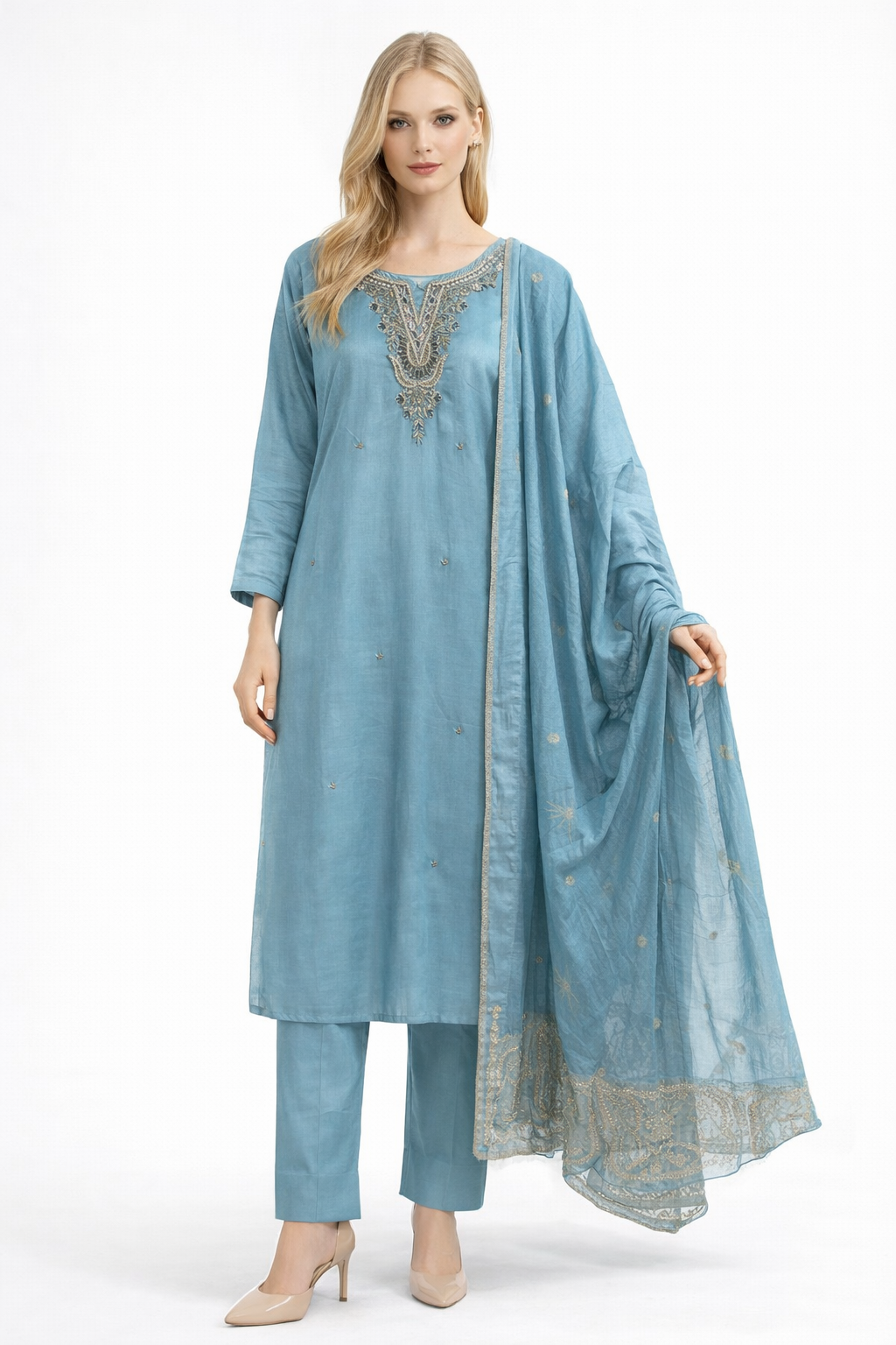 NECK EMBROIDERY WORK SUITS