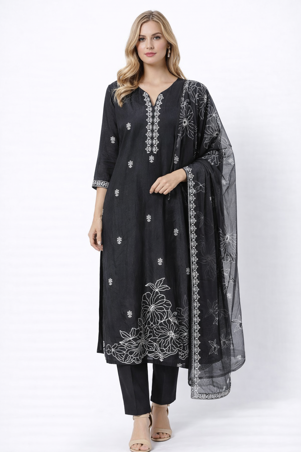 BLACK PRINTED SUIT