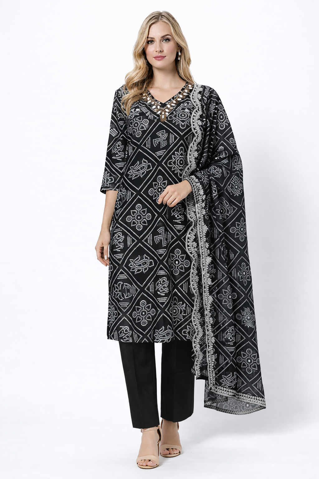 BLACK PRINTED SUIT