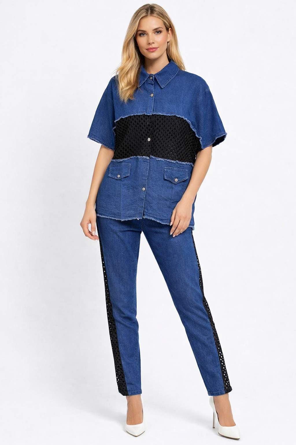 NET DENIM CORD SET