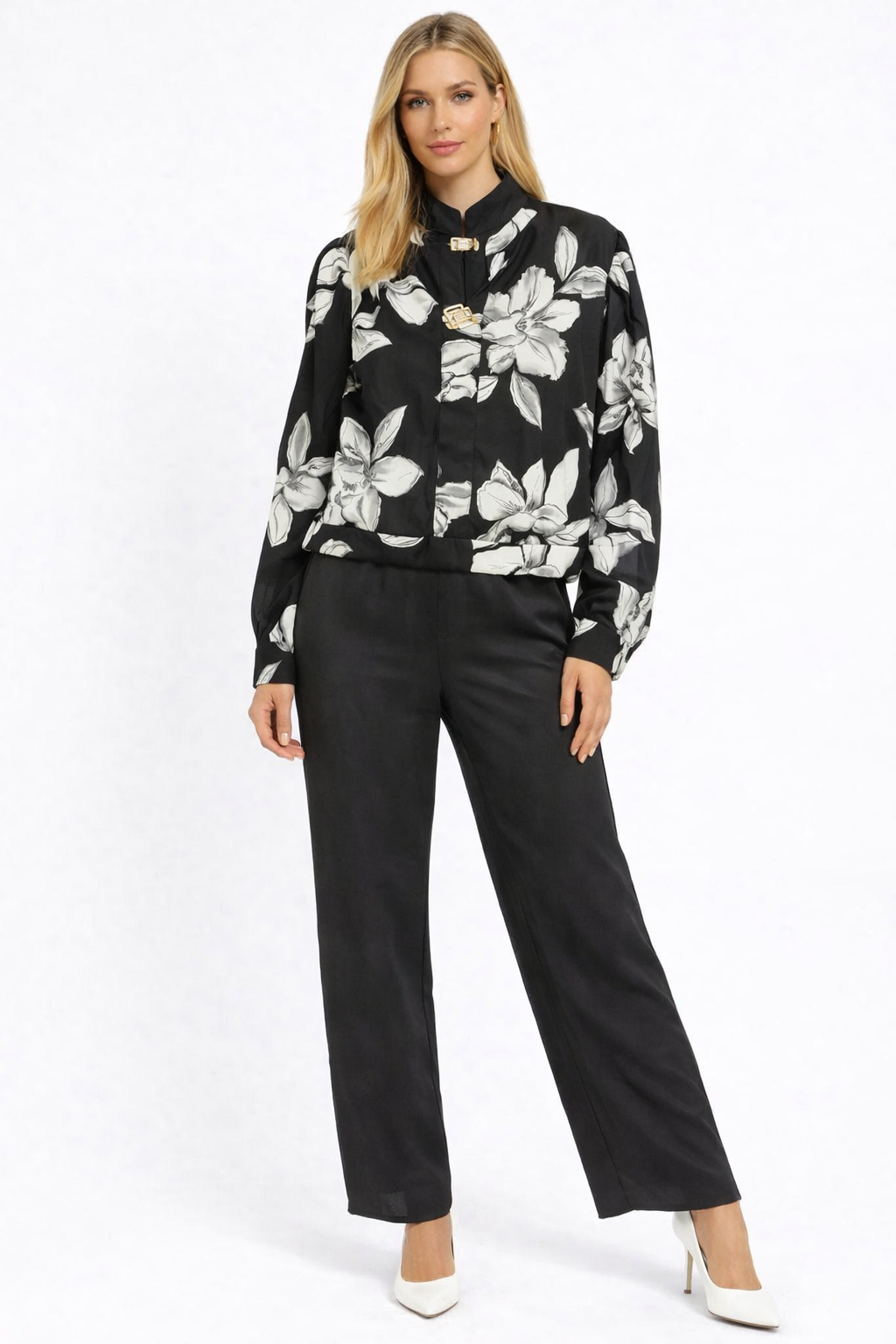PRINTED BLACK/WHITE COMBINATION CORDSET