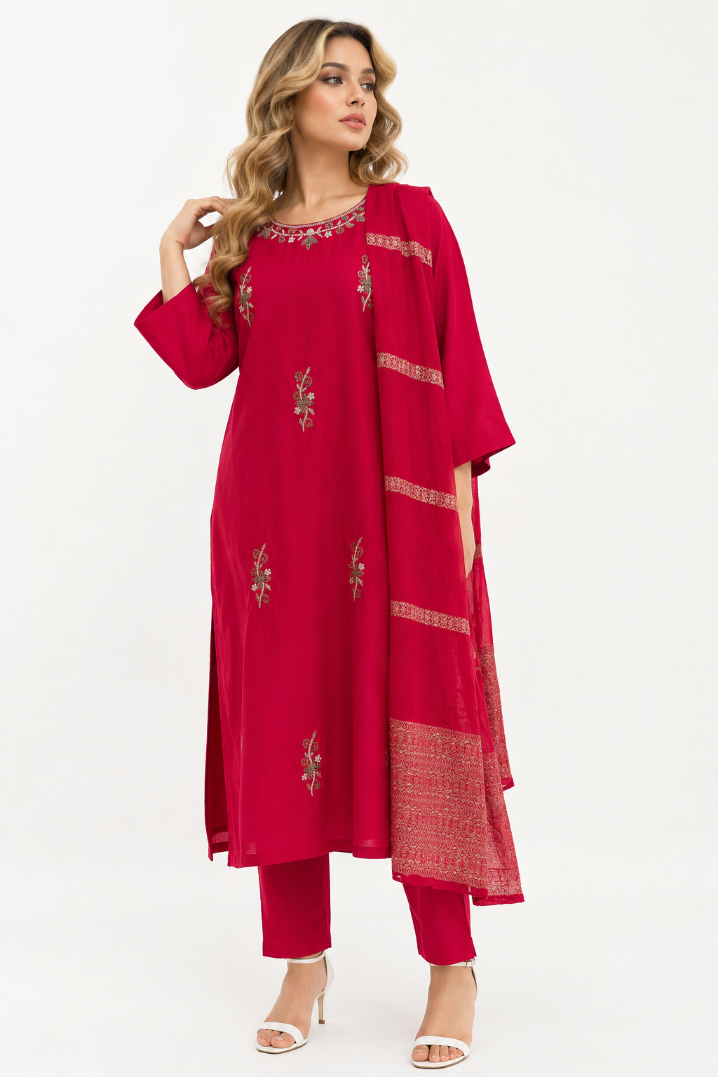 cut dana patch round neck suit