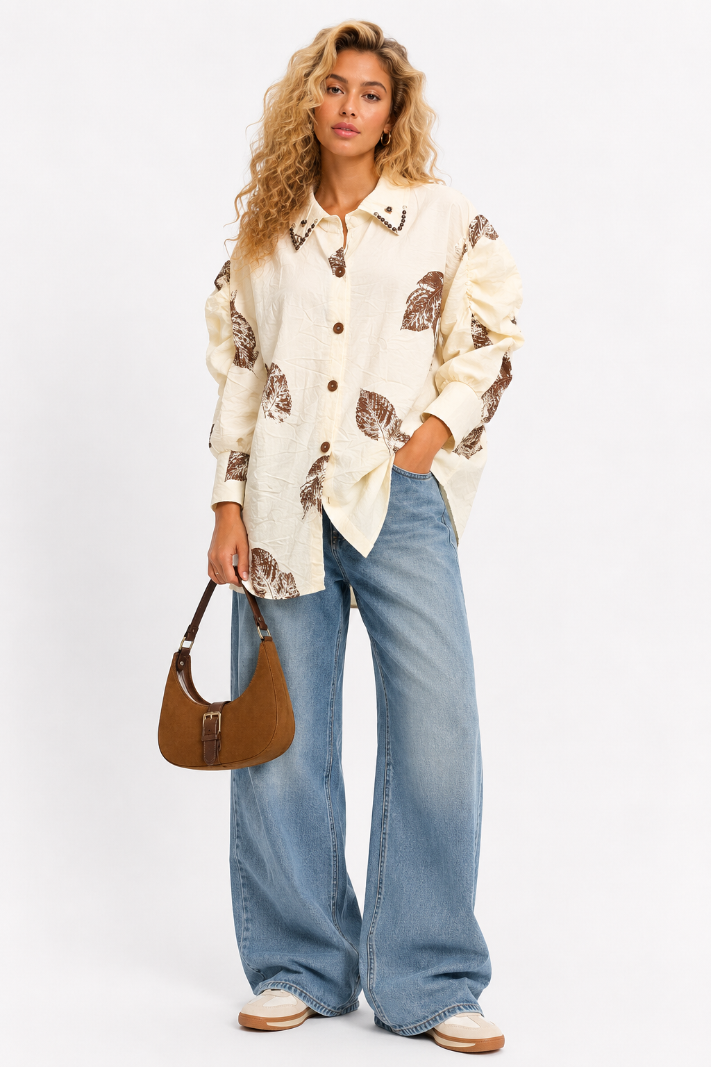 Floral Leaf Print tops