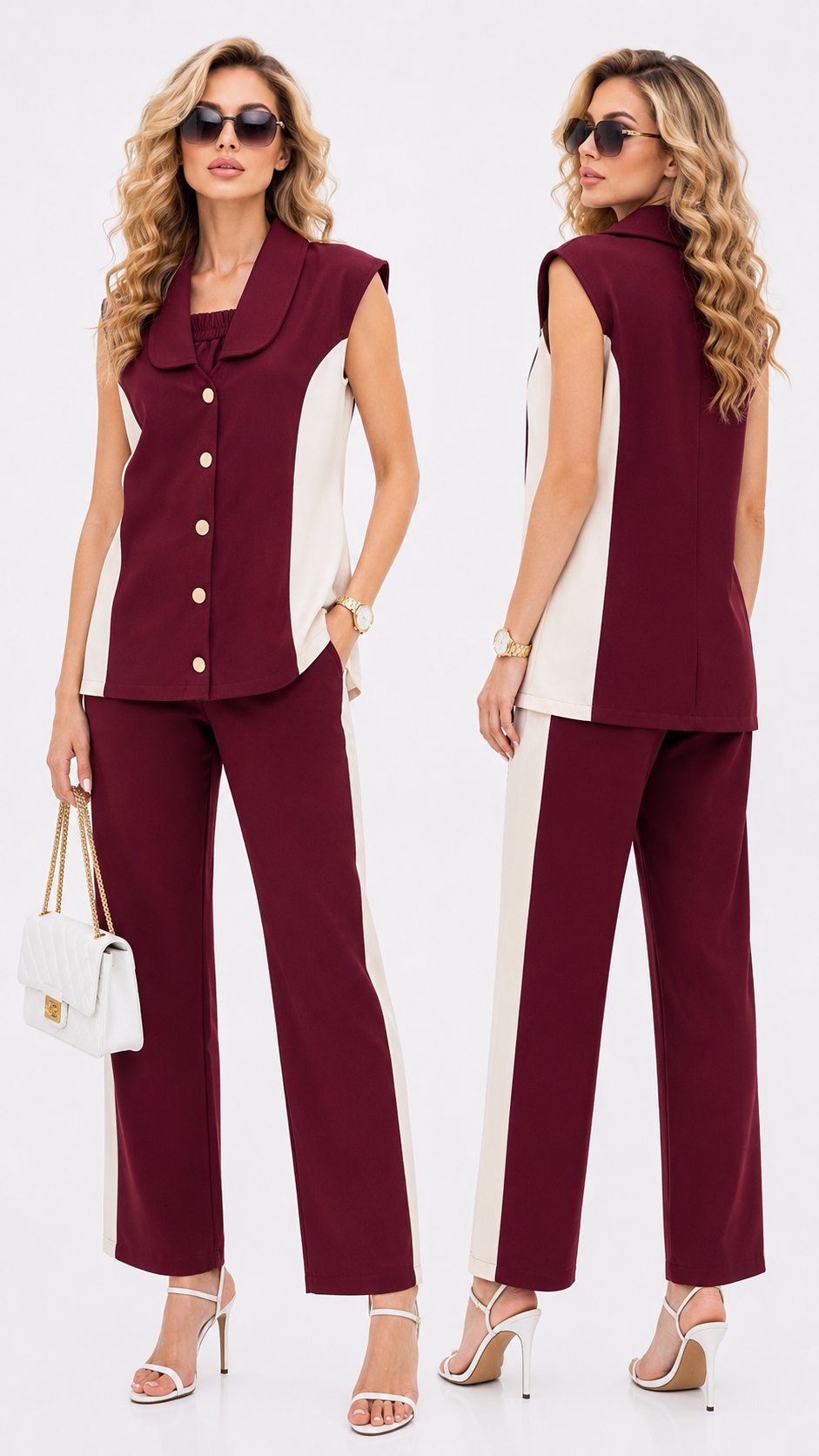 cut sleeve office wear cord set
