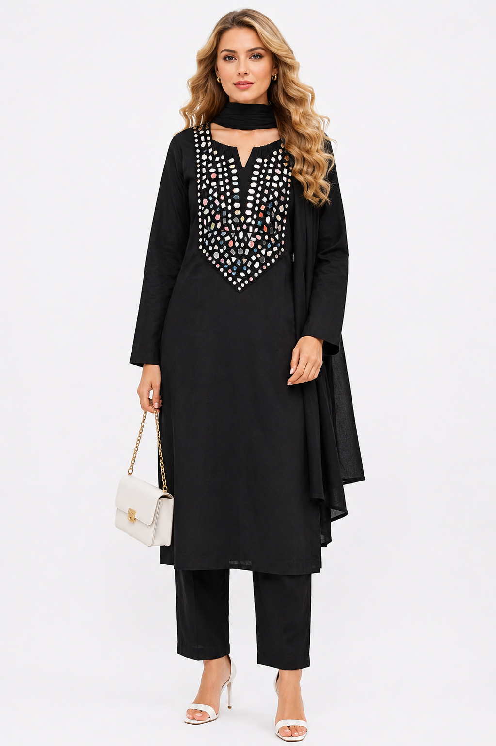 MIRROR WORK NECK SUIT