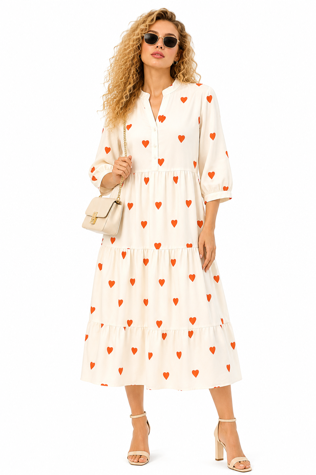 PURE COTTON LITTLE HEARTS PRINTE  DRESS