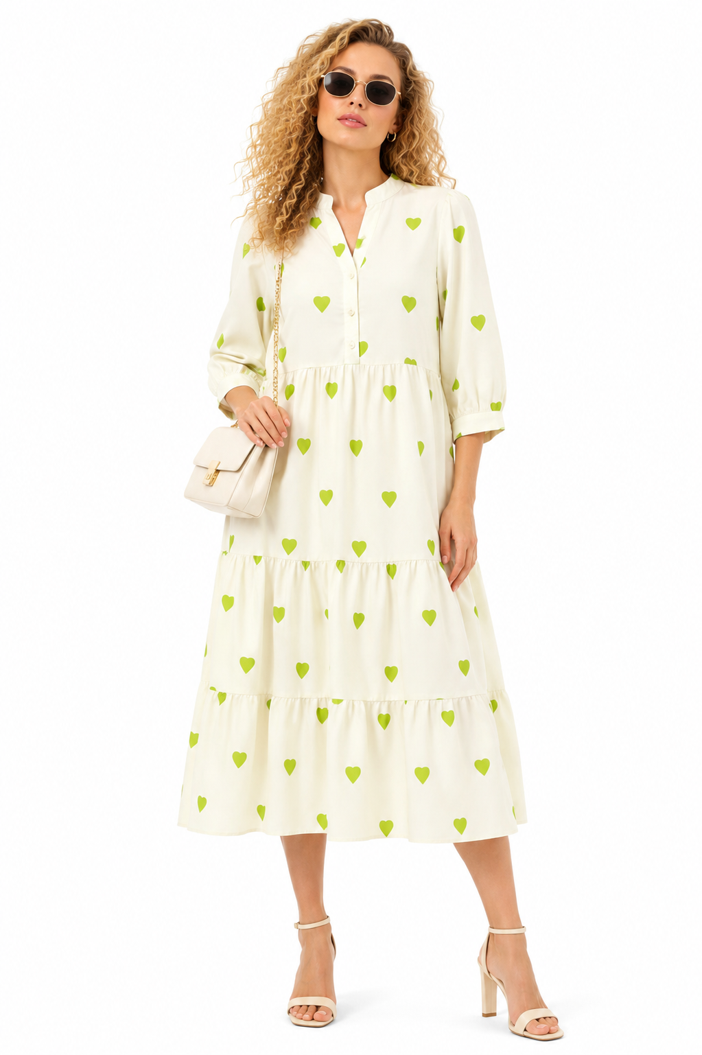 PURE COTTON LITTLE HEARTS PRINTE  DRESS