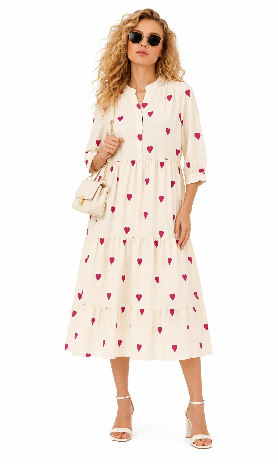 PURE COTTON LITTLE HEARTS PRINTE  DRESS