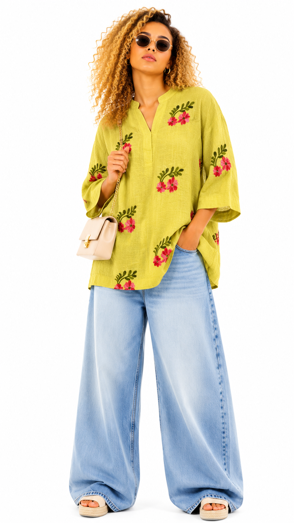 V neck embroidery top