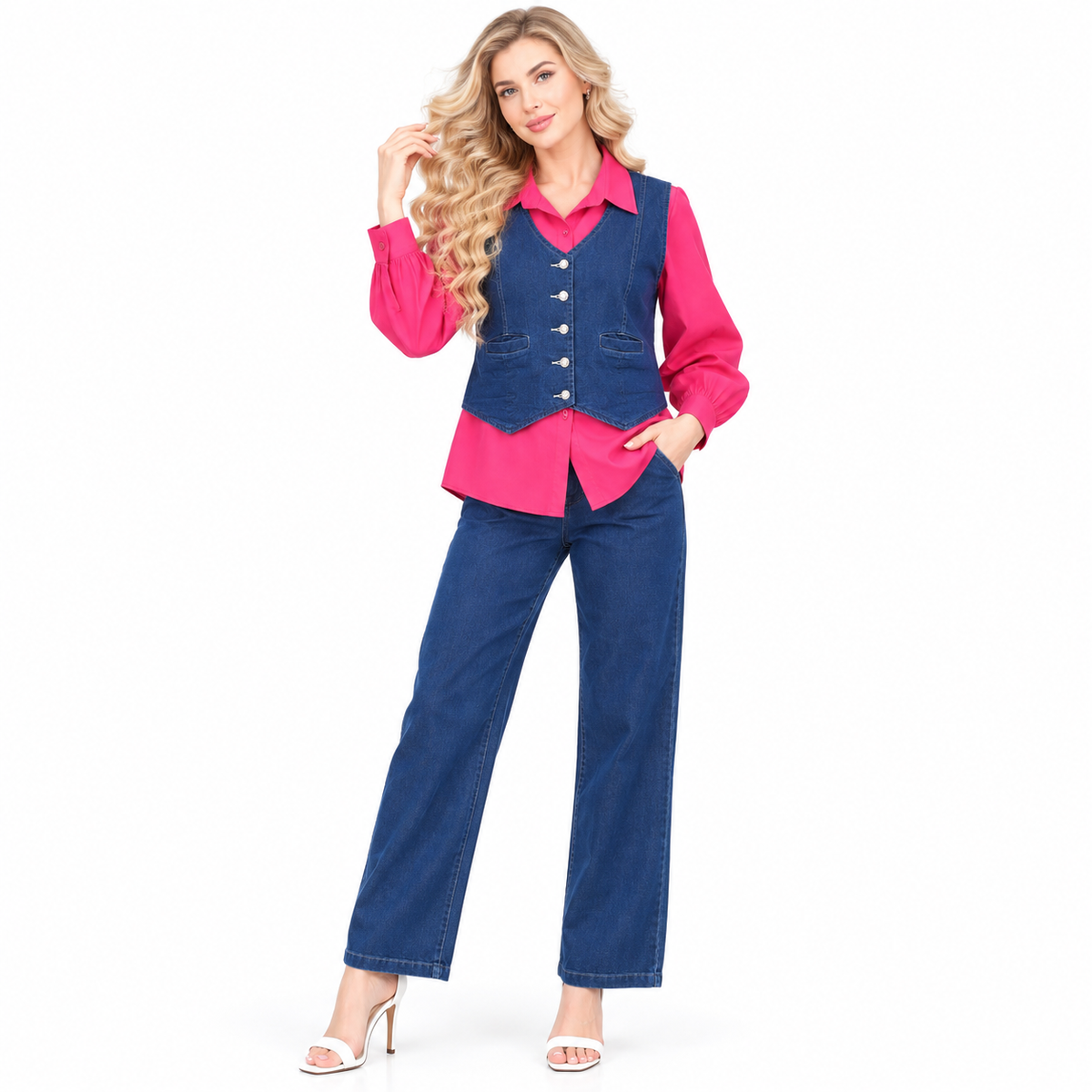 3 PC COTTON SHIRT WITH DENIM CORD SET