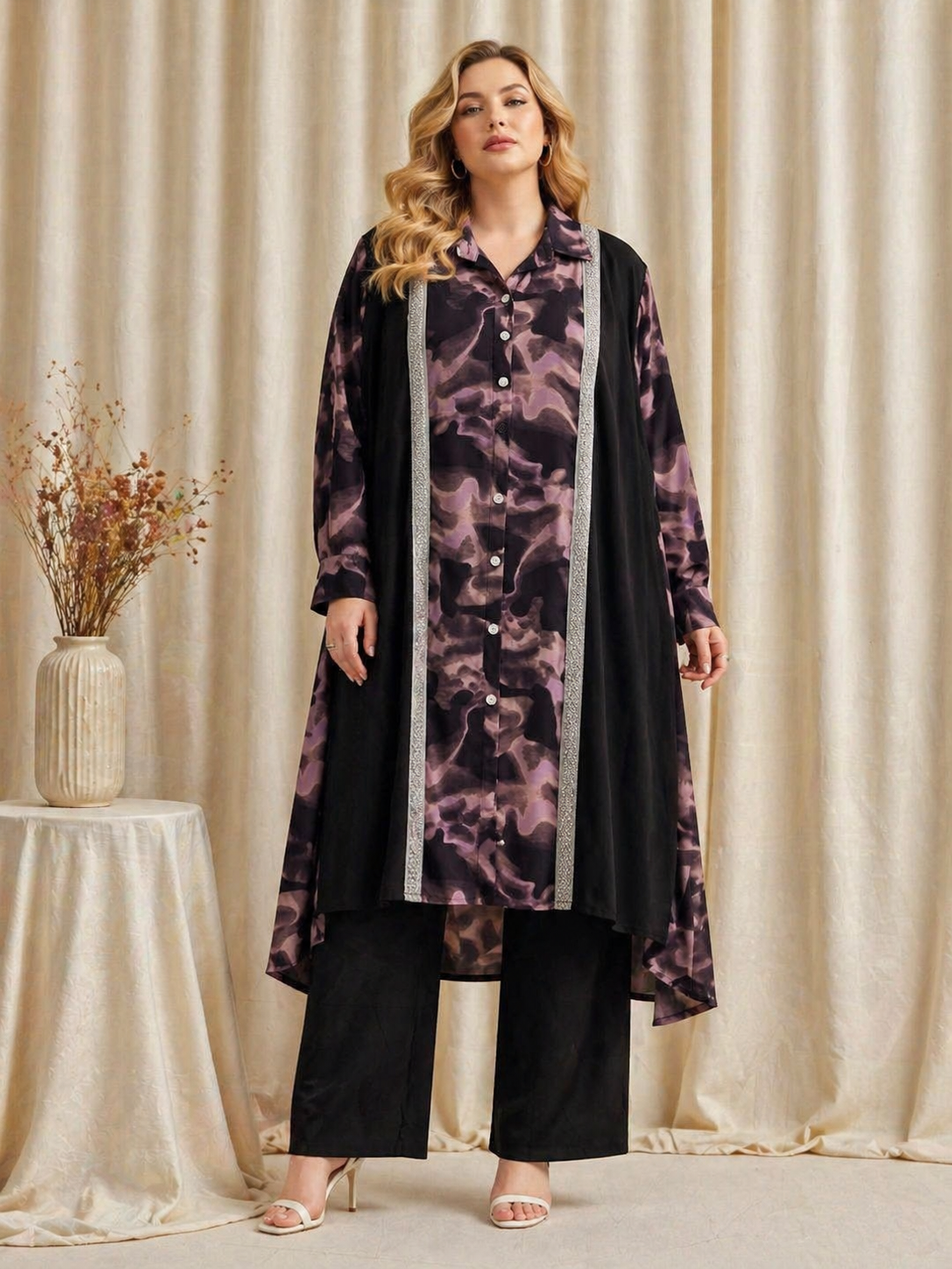 Abstract Print Poly Crepe Co-ord Set