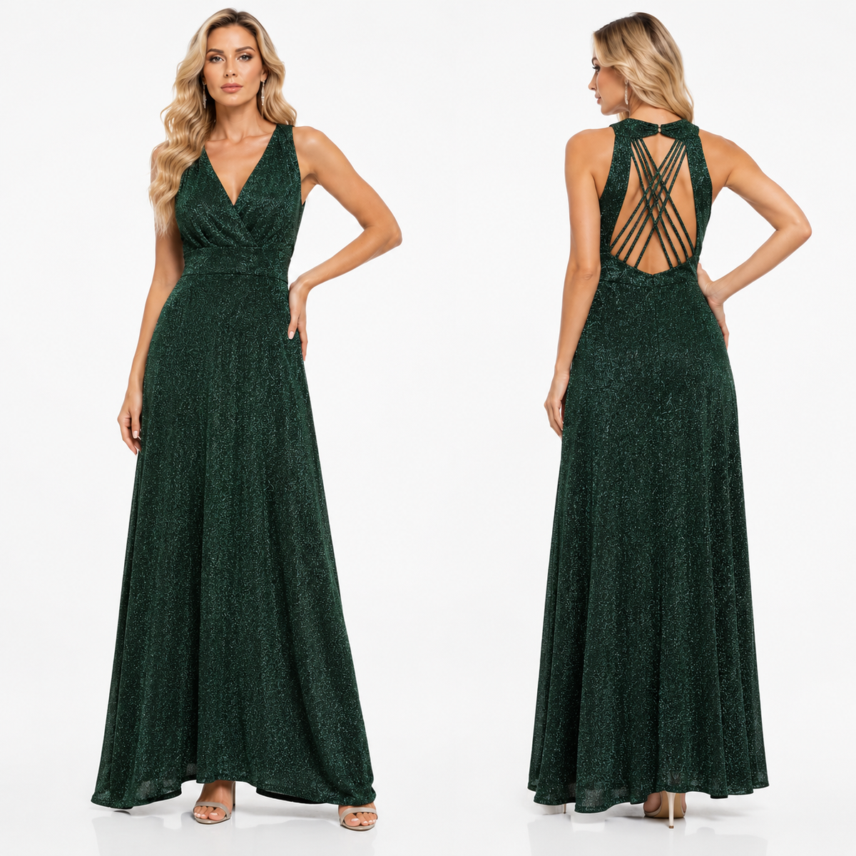 sparkle v neck long dress