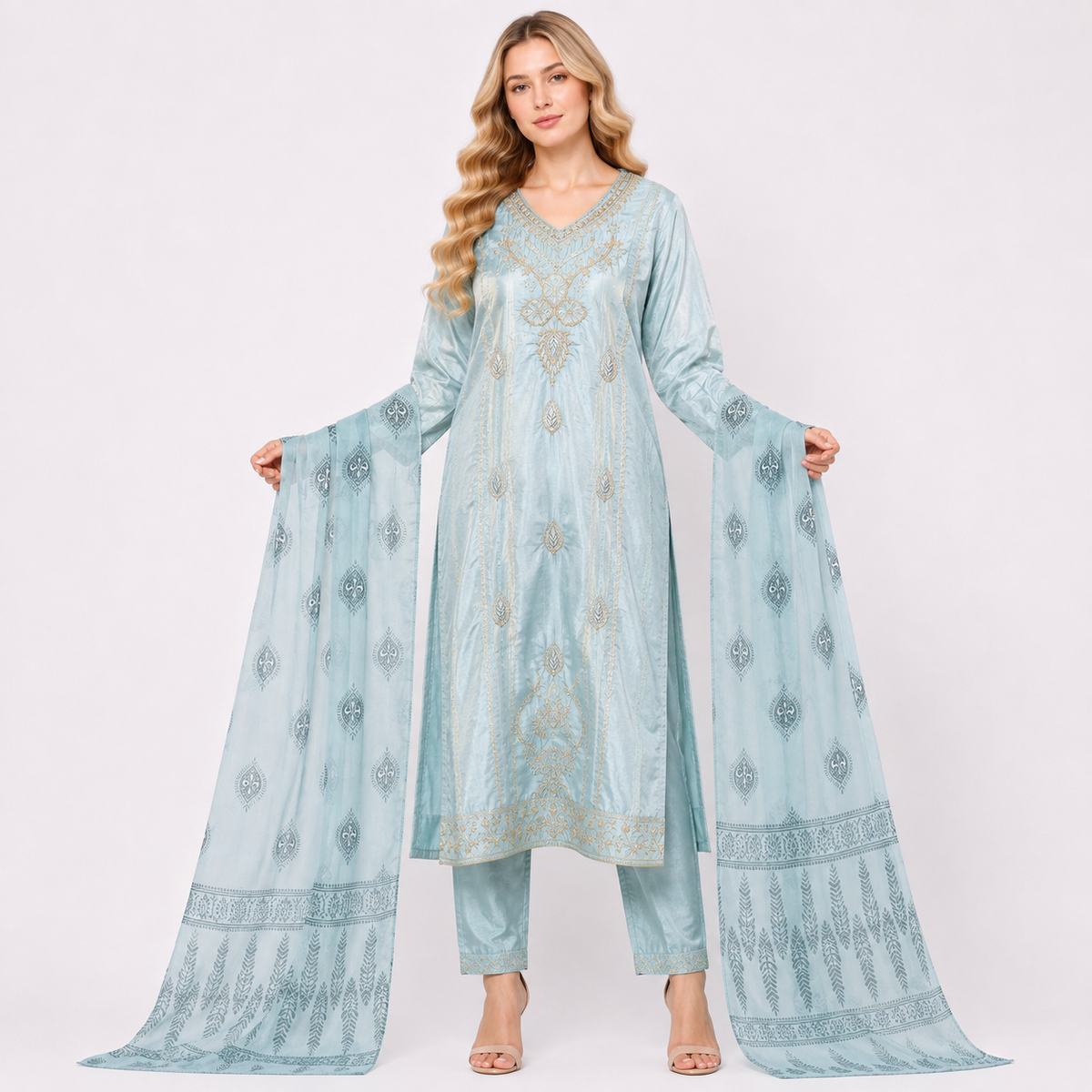 Premium  till blue Chanderi Silk Blend