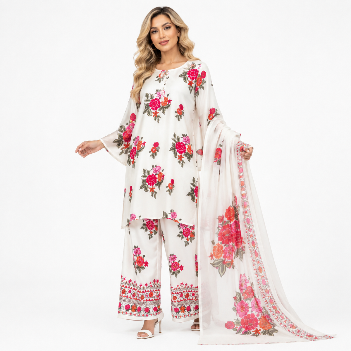 rose flower print suit