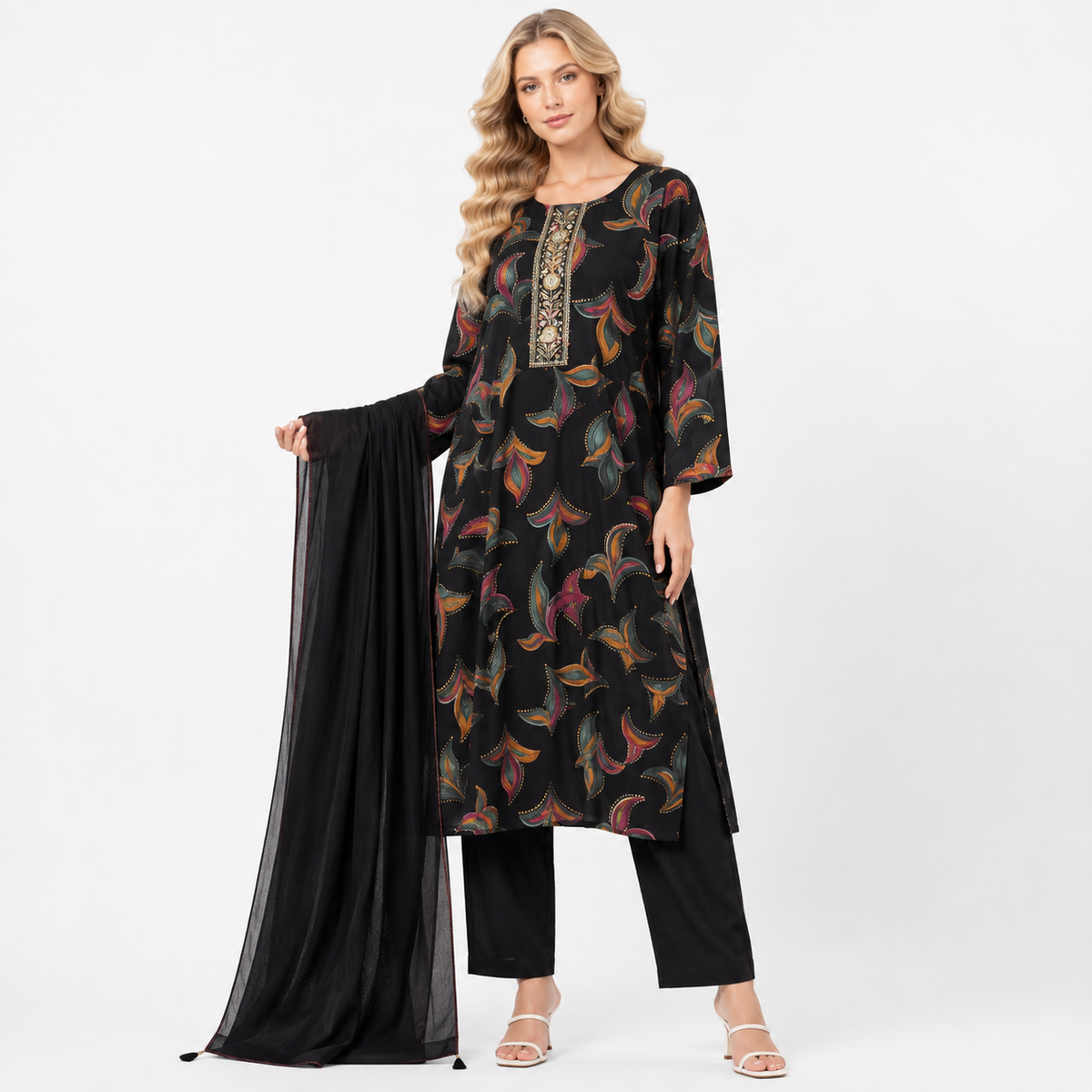 lily flower printe suit
