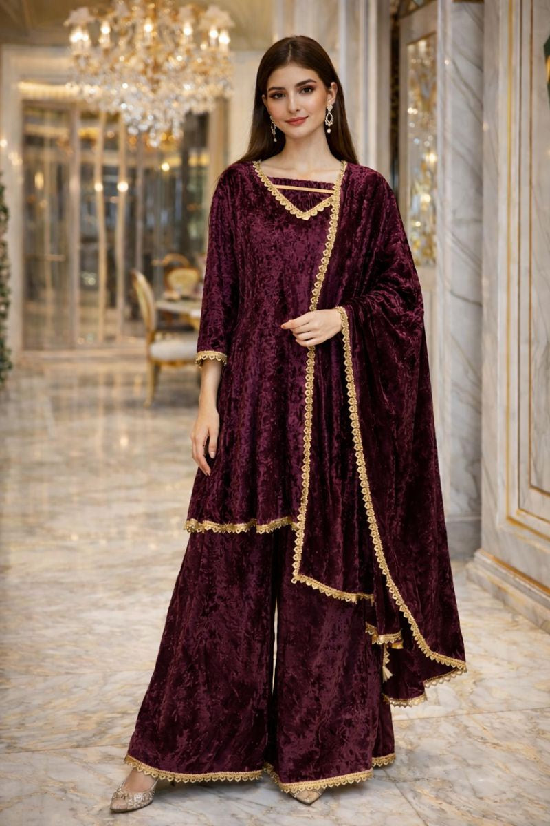 Short Anarkali with sharara free size till to xl