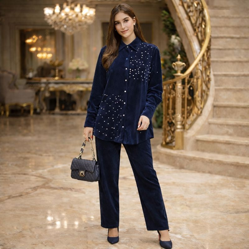 PANEL WORK VELVET CORD SET FREE SIZE TILL TO 3XL