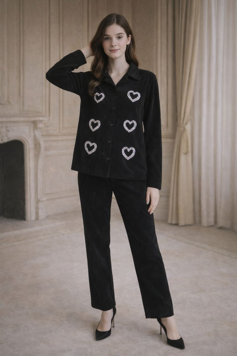 Velvet  big size studied coat set