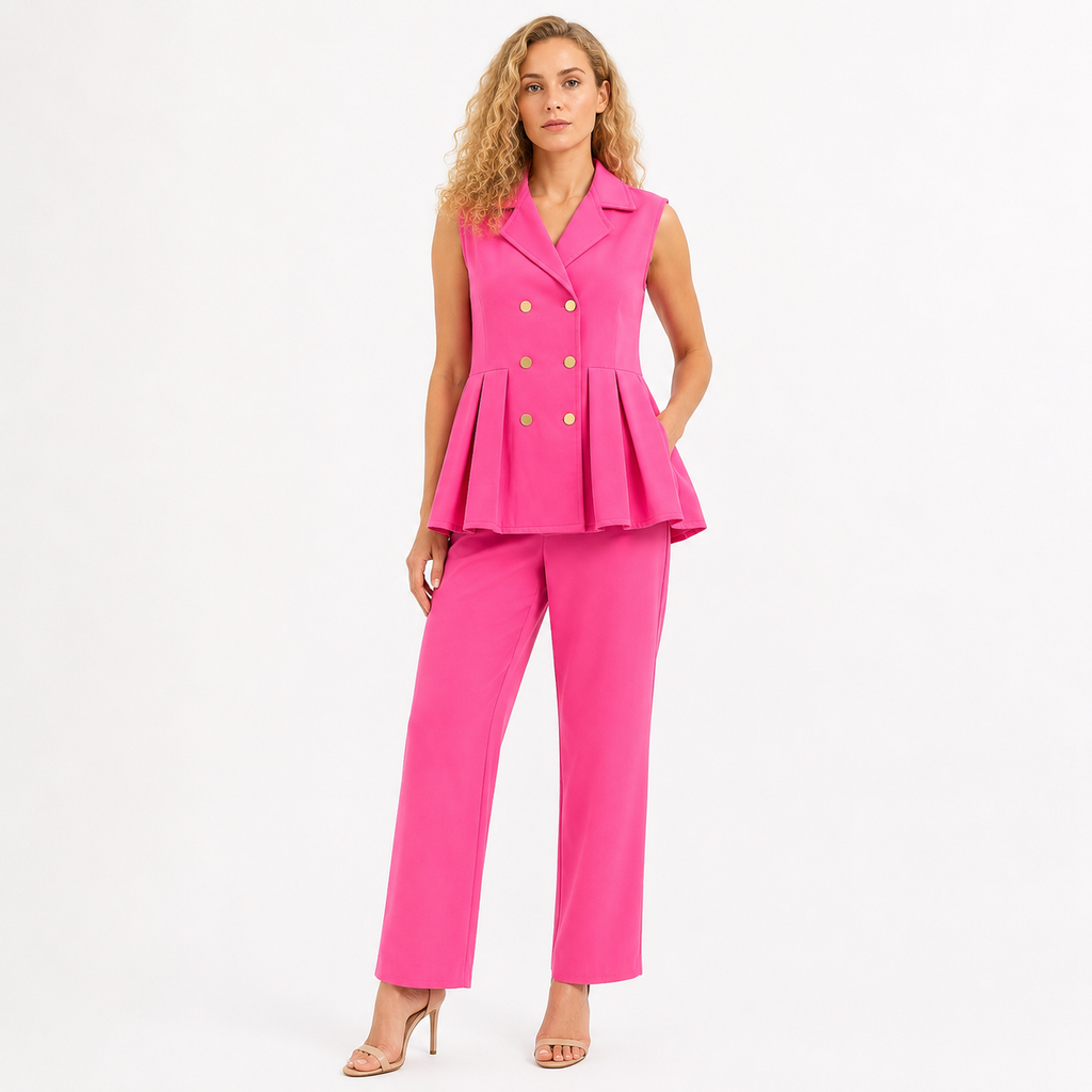Sleeveless Peplum Blazer  cord set