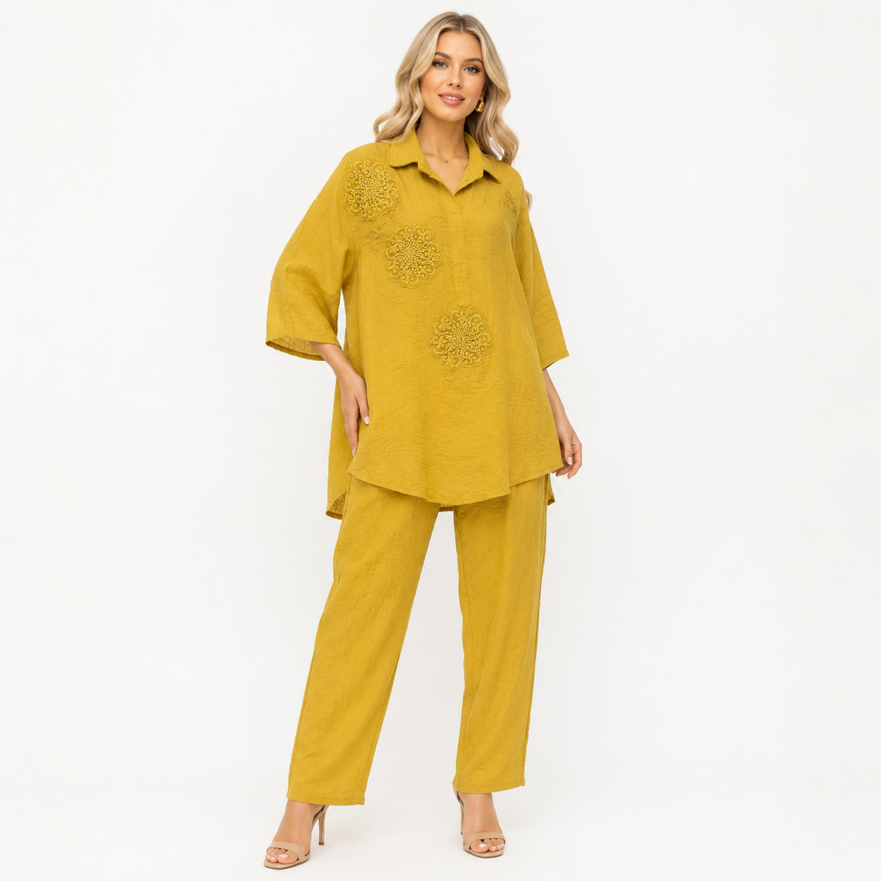Solid with Embroidered Motifs CORD SET