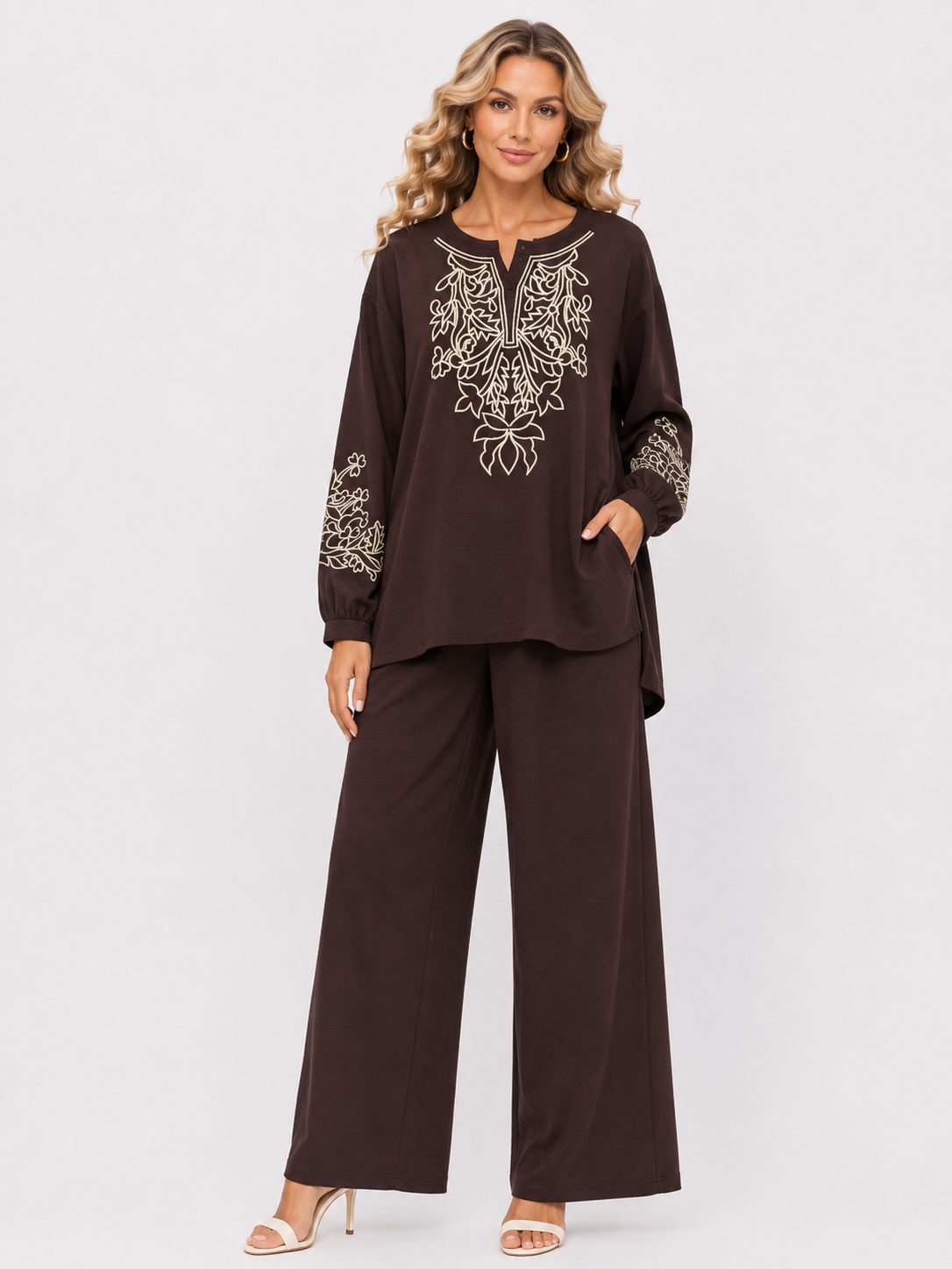 Solid with Embroidery CORD SET