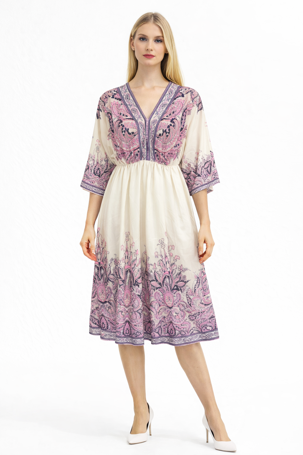 printed knee-length dress