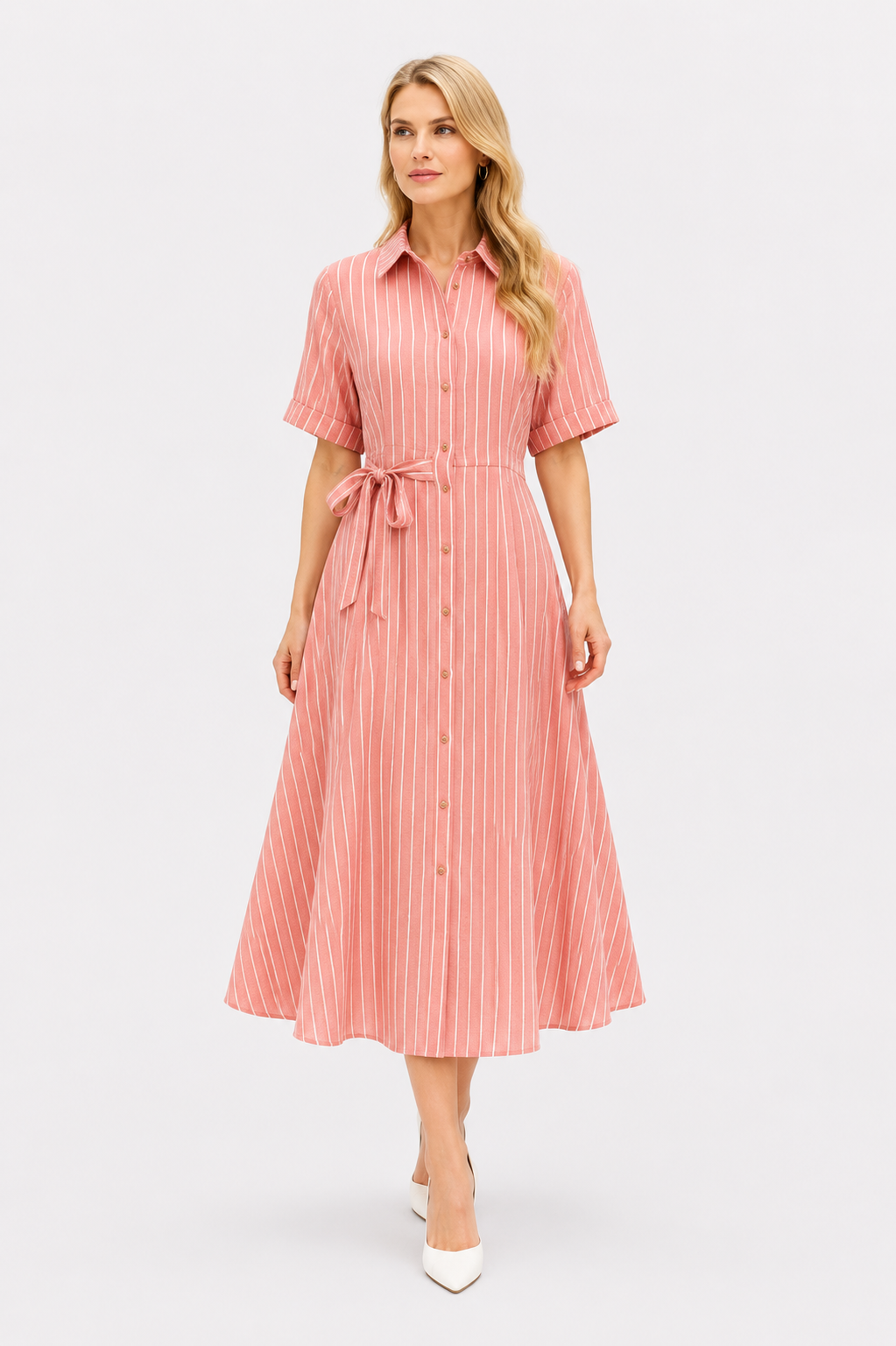 STRIP COTTEN MIX DRESS