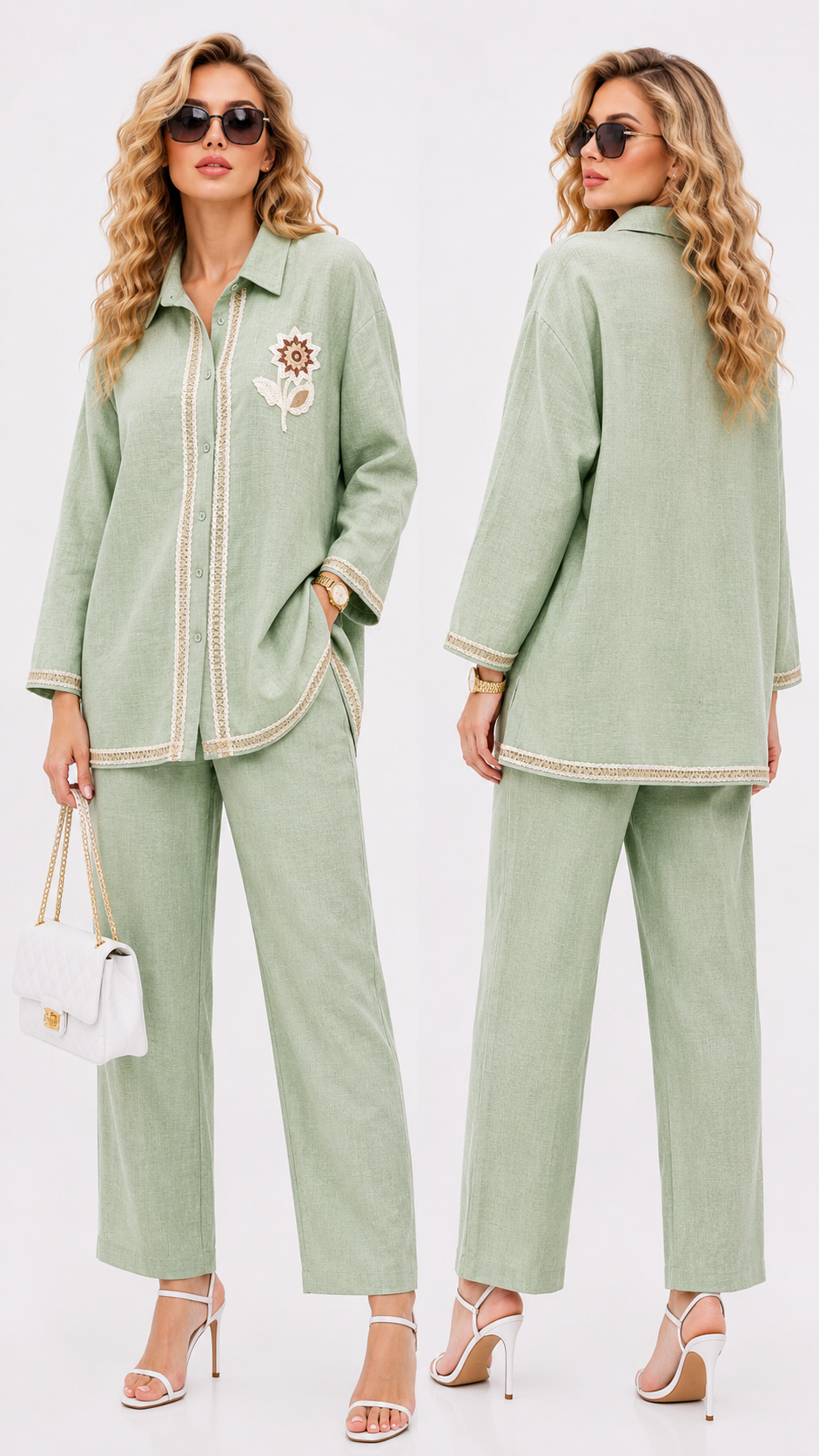 Solid with Embroidery &amp; Lace Work