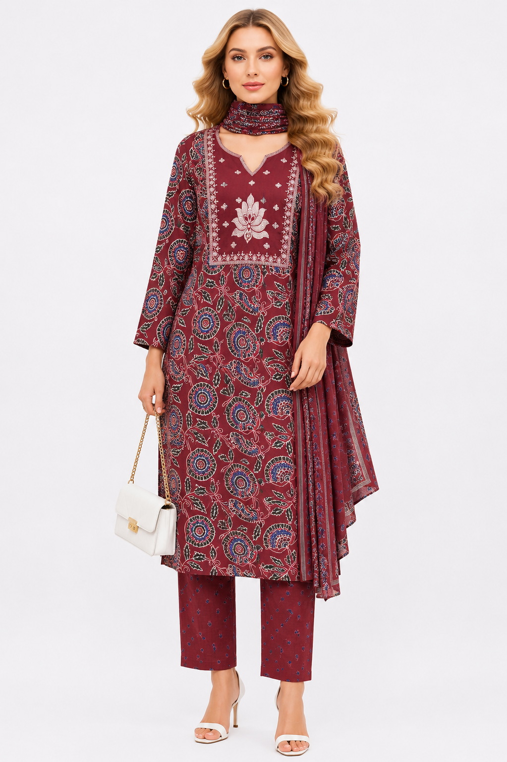 MAROON PURE COTTON SUIT