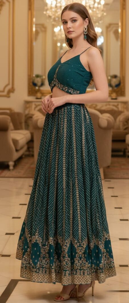 Embellished Crop top with sharara|