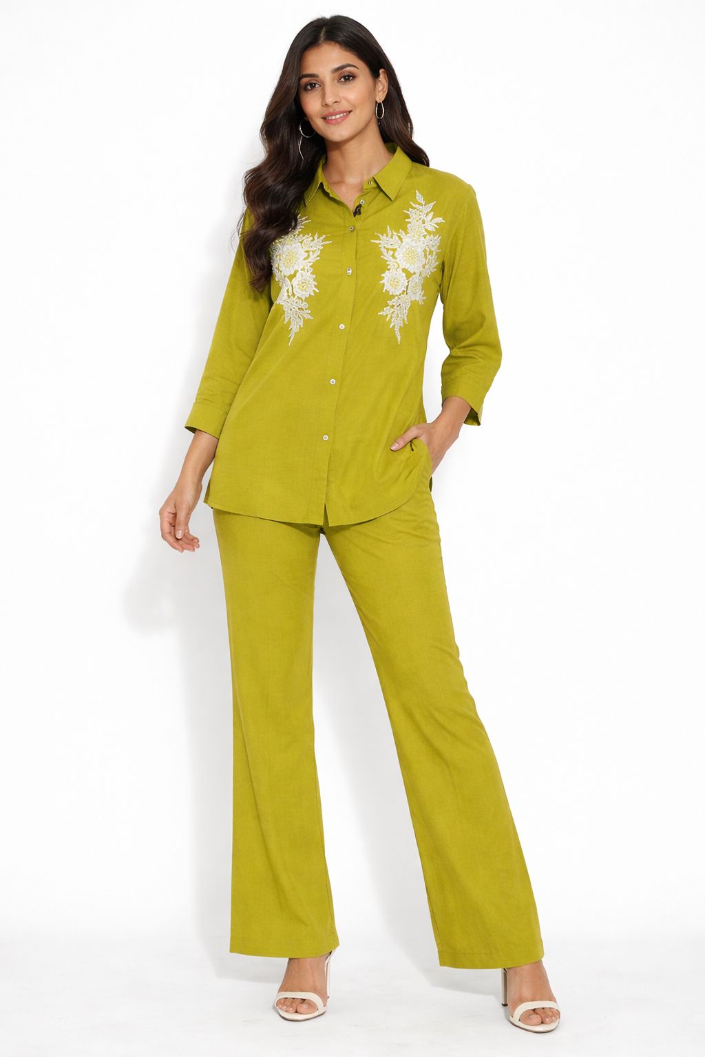 CREAM FLORAL 3RD SUMMER CORD SET GOOD TILL TO 2XL