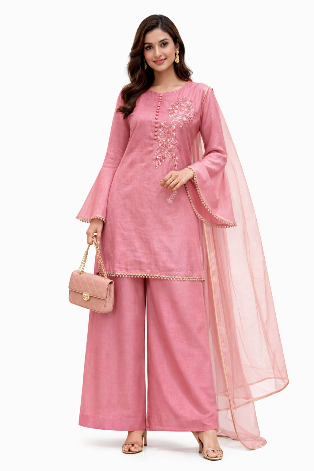 BELL SLEEVE SUIT WITH SHARARA GOOD TILL TO 2XL